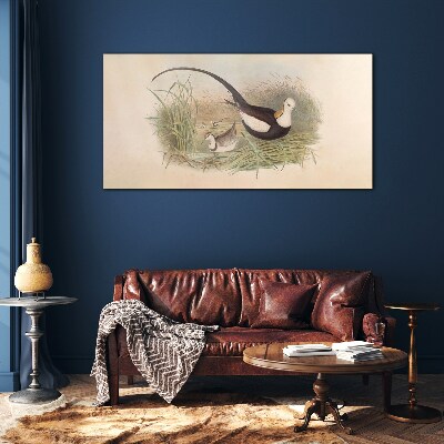 Tableau en verre Oiseaux dans l'herbe