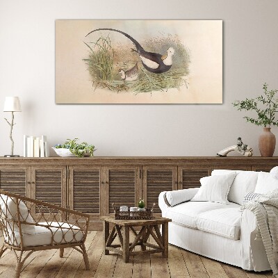 Tableau en verre Oiseaux dans l'herbe