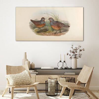 Tableau sur verre Une rencontre ailée dans l'herbe