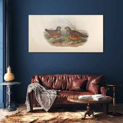 Tableau sur verre Une rencontre ailée dans l'herbe