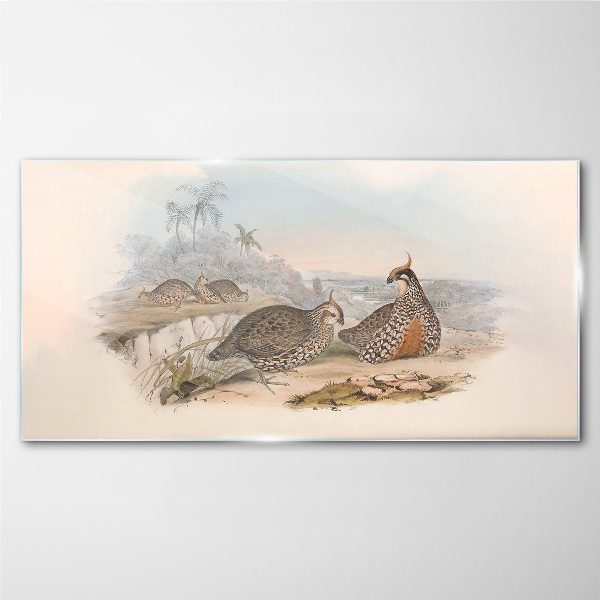 Tableau imprimé sur verre Canards sur fond tropical