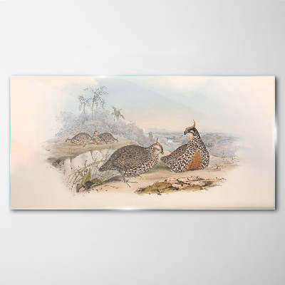 Tableau imprimé sur verre Canards sur fond tropical