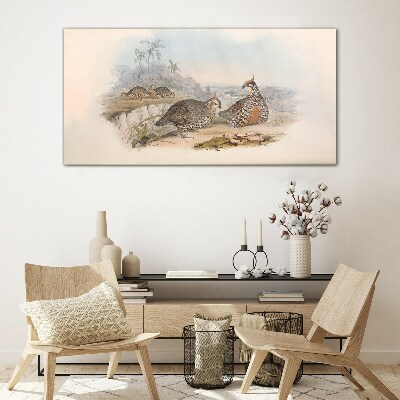 Tableau imprimé sur verre Canards sur fond tropical