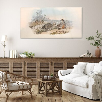 Tableau imprimé sur verre Canards sur fond tropical