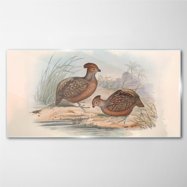 Tableau en verre Un paysage paisible avec des oiseaux