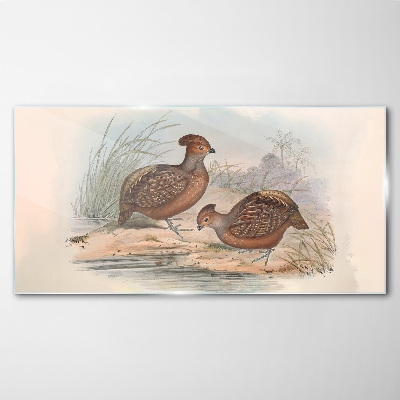Tableau en verre Un paysage paisible avec des oiseaux