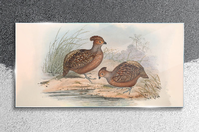 Tableau en verre Un paysage paisible avec des oiseaux