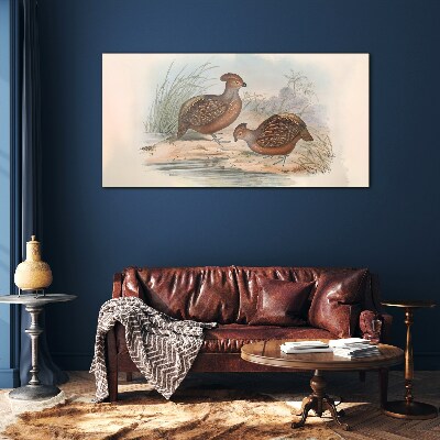 Tableau en verre Un paysage paisible avec des oiseaux