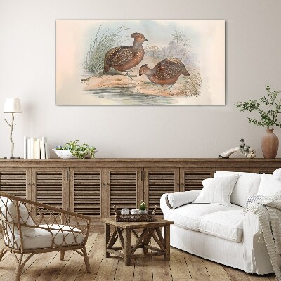 Tableau en verre Un paysage paisible avec des oiseaux