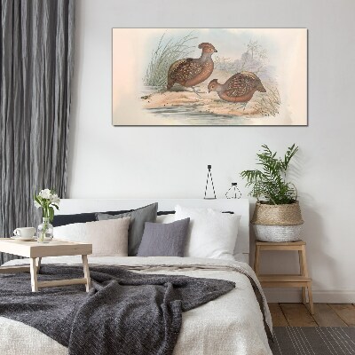 Tableau en verre Un paysage paisible avec des oiseaux