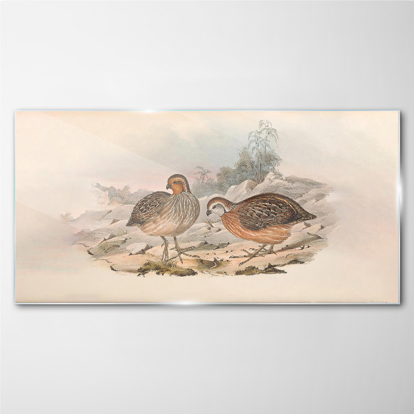 Tableau sur verre Un couple d'oiseaux sur un fond délicat