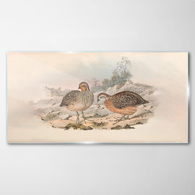 Tableau sur verre Un couple d'oiseaux sur un fond délicat