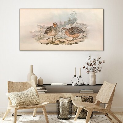 Tableau sur verre Un couple d'oiseaux sur un fond délicat