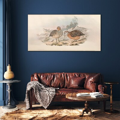 Tableau sur verre Un couple d'oiseaux sur un fond délicat