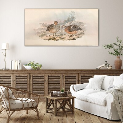 Tableau sur verre Un couple d'oiseaux sur un fond délicat