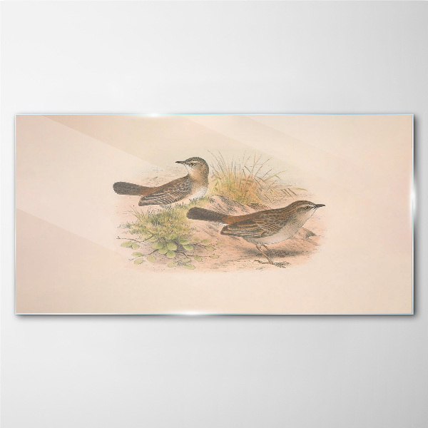 Tableau sur verre Oiseaux sur fond naturel