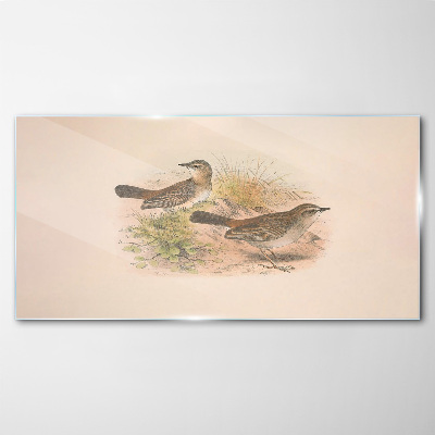 Tableau sur verre Oiseaux sur fond naturel