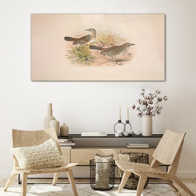 Tableau sur verre Oiseaux sur fond naturel