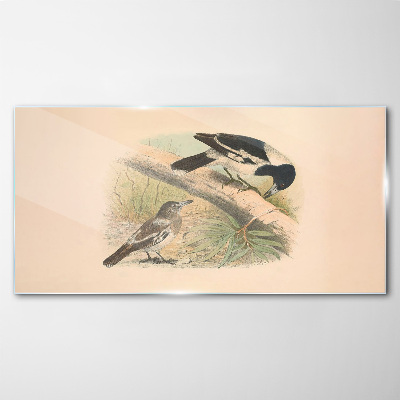 Tableau imprimé sur verre Oiseaux sur une branche