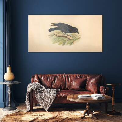 Tableau photo sur verre Oiseau noir sur une branche