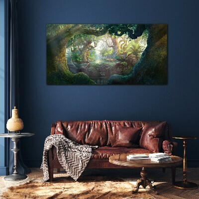 Tableau photo sur verre Une forêt mystérieuse pleine de vie