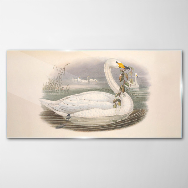 Tableau en verre Cygne avec une brindille