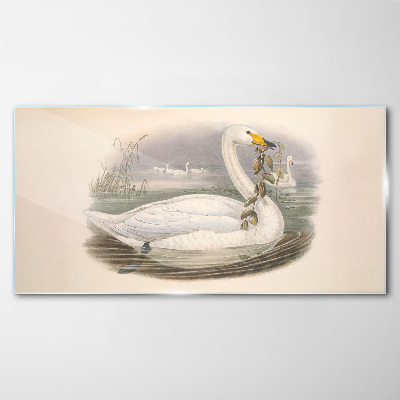 Tableau en verre Cygne avec une brindille