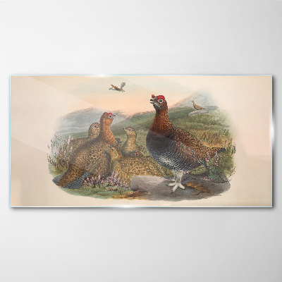 Tableau photo sur verre Une famille d'oiseaux dans leur habitat naturel