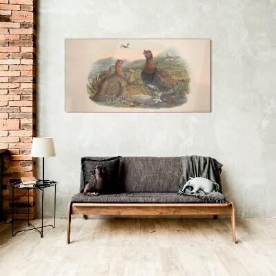 Tableau photo sur verre Une famille d'oiseaux dans leur habitat naturel