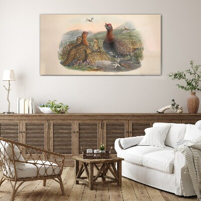 Tableau photo sur verre Une famille d'oiseaux dans leur habitat naturel