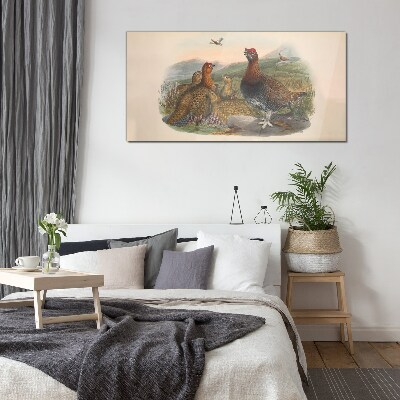 Tableau photo sur verre Une famille d'oiseaux dans leur habitat naturel