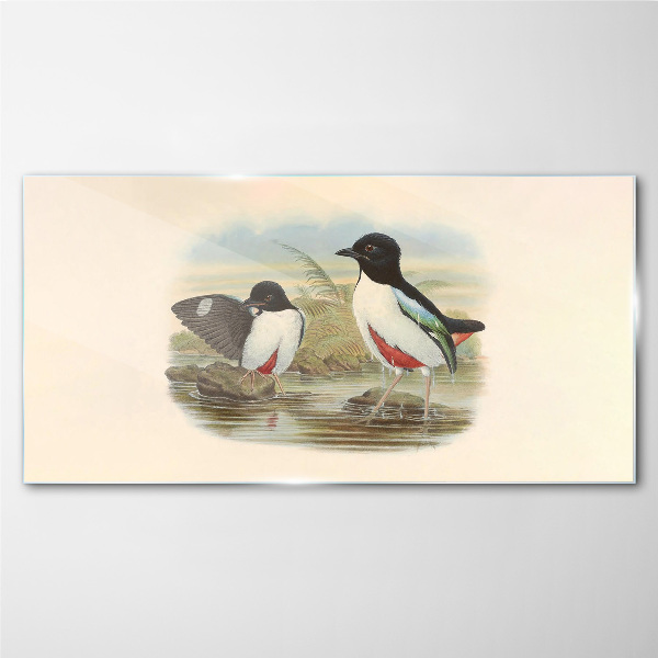 Tableau en verre Oiseaux au-dessus de l'eau