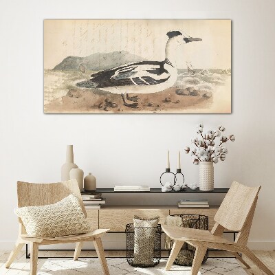Tableau photo sur verre Un canard sur un paysage marin
