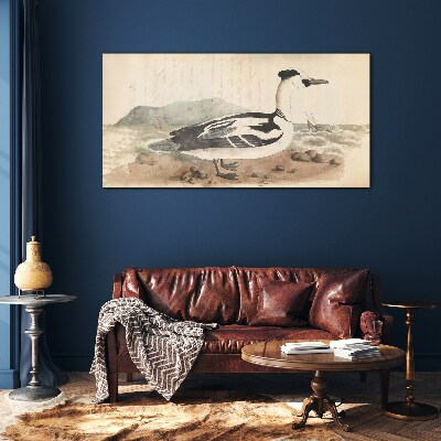 Tableau photo sur verre Un canard sur un paysage marin