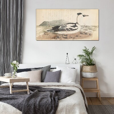 Tableau photo sur verre Un canard sur un paysage marin