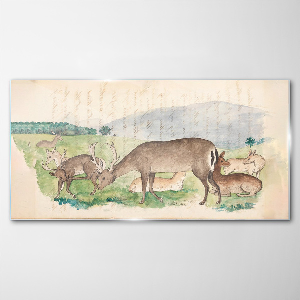 Tableau imprimé sur verre Un paysage paisible avec un cerf