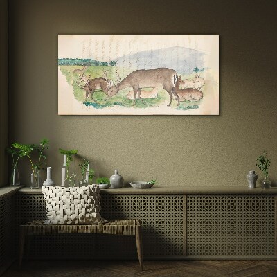 Tableau imprimé sur verre Un paysage paisible avec un cerf