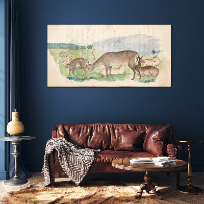 Tableau imprimé sur verre Un paysage paisible avec un cerf