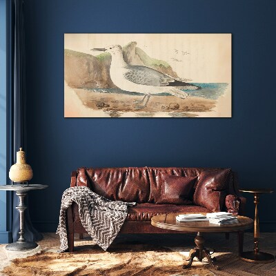 Tableau en verre Oiseau de mer sur la plage