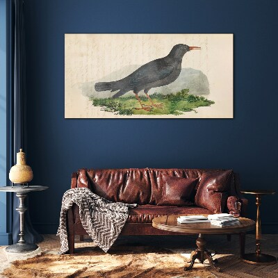 Tableau imprimé sur verre Un oiseau sur fond vert