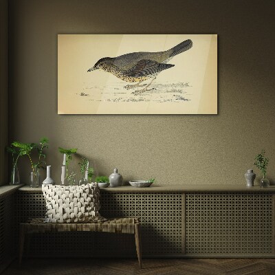 Tableau verre imprimé Un oiseau sur fond beige