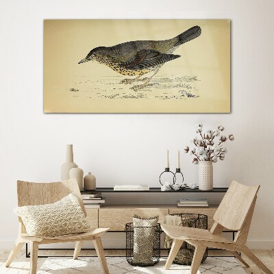 Tableau verre imprimé Un oiseau sur fond beige