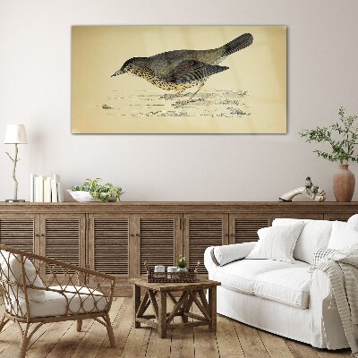 Tableau verre imprimé Un oiseau sur fond beige