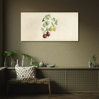 Tableau verre imprimé Fruits sur fond pastel
