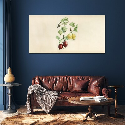Tableau verre imprimé Fruits sur fond pastel