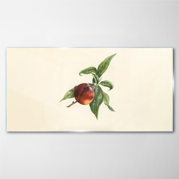 Tableau en verre Une pomme sur un fond de feuilles