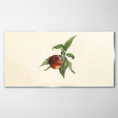 Tableau en verre Une pomme sur un fond de feuilles