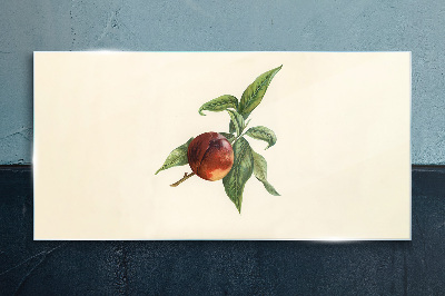 Tableau en verre Une pomme sur un fond de feuilles