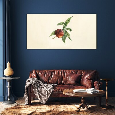 Tableau en verre Une pomme sur un fond de feuilles