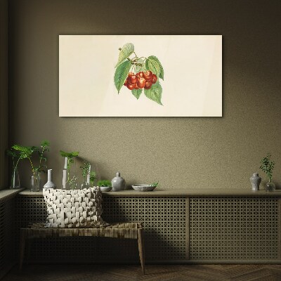 Tableau sur verre Cerises rouges sur fond pastel
